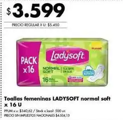 Disco Ladysoft - toallas femeninas normal soft oferta
