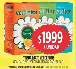 Supermercados Vea Verdeflor yerba mate con palo, vs. presentaciones, paq. oferta