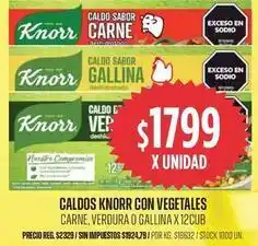Supermercados Vea Knorr - caldos con vegetales carne, verdura o gallina oferta