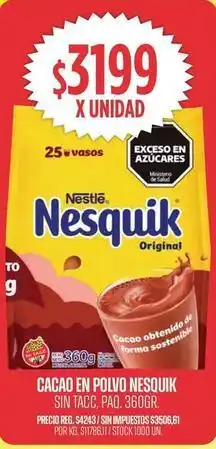 Supermercados Vea Nesquik - cacao en polvo oferta