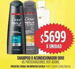 Supermercados Vea Dove - shampoo o acondicionador oferta