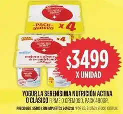 Supermercados Vea X$ - yogur serenisima nutricion activa o clasico firme o cremoso oferta