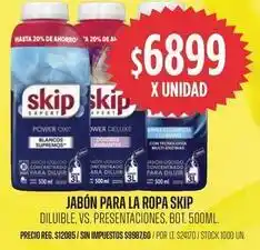 Supermercados Vea Skip jabón jabón para la ropa diluible, vs. presentaciones, bot. oferta