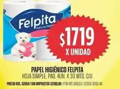 Supermercados Vea Felpita papel higi enico hoja simple, paq. oferta