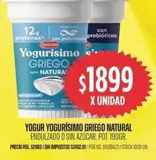 Supermercados Vea Yogurísimo - yogur yogurísimo griego natural endulzado o sin azúcar oferta