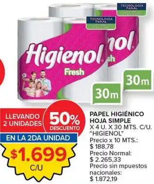 X$ - papel higiénico hoja simple