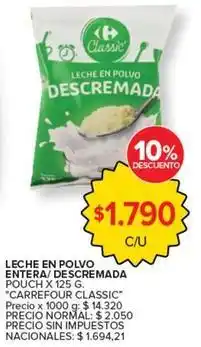 Carrefour Market Carrefour - leche en polvo entera/descremada pouch oferta