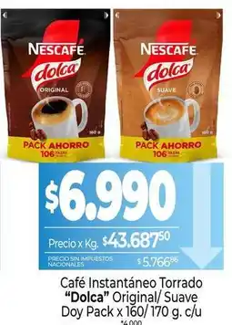 La Anonima Nescafé - café instantáneo torrado dolca original/ suave oferta