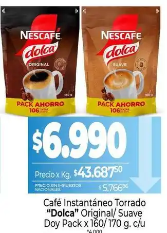 Nescafé - café instantáneo torrado dolca original/ suave