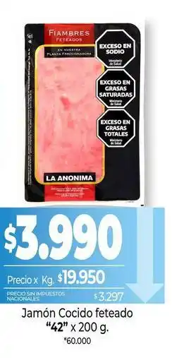 La Anonima X$ - jamón cocido feteteado 42 oferta