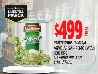 Supermercados Yaguar San remo - arvejas oferta