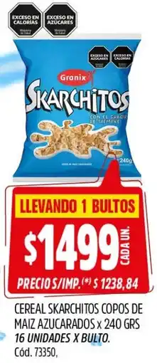 Supermercados Yaguar Granix cereal skarchitos copos de maiz azucarados oferta