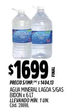 Supermercados Yaguar Lagoa agua mineral s/gas bidon oferta