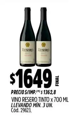 Supermercados Yaguar Resero vino tinto oferta