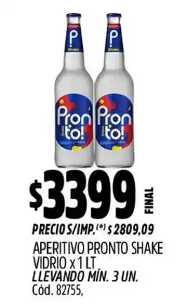 Supermercados Yaguar Pronto aperitivo shake vidrio oferta