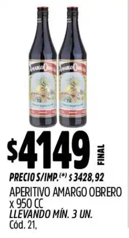 Supermercados Yaguar Aperitivo amargo obrero oferta