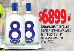 Supermercados Yaguar 8 hermanos licor anis dulce azul oferta