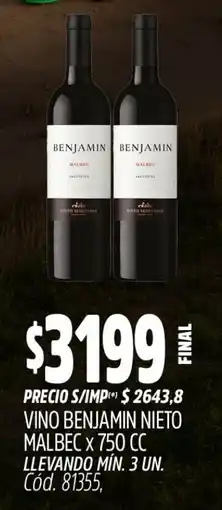 Supermercados Yaguar Benjamin vino nieto malbec oferta