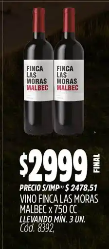 Supermercados Yaguar Finca las moras malbec vino oferta