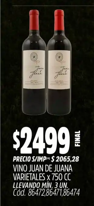 Supermercados Yaguar Juan de juana vino varietales oferta
