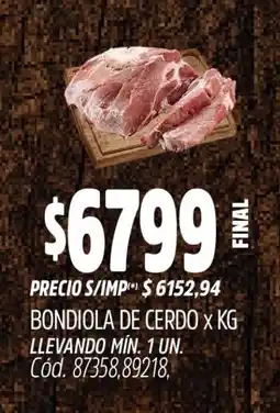 Supermercados Yaguar Bondiola de cerdo oferta