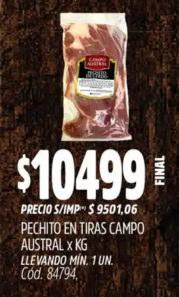 Supermercados Yaguar Pechito en tiras campo austral oferta