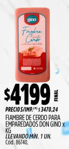 Supermercados Yaguar Fiambre de cerdo para emparedados don gino oferta