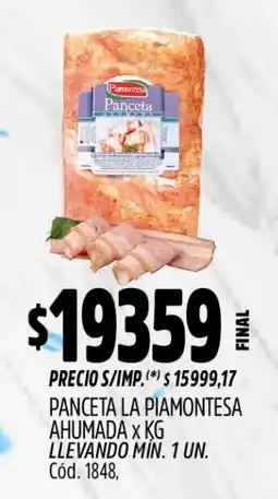 Supermercados Yaguar Panceta la piamontesa ahumada oferta