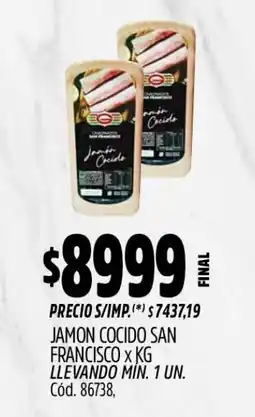 Supermercados Yaguar San francisco jamon cocido oferta