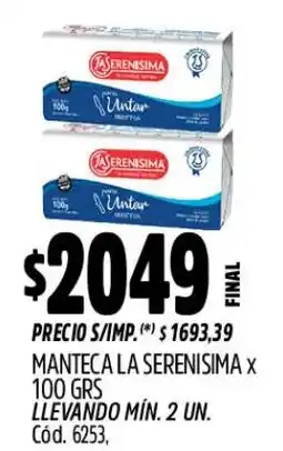 Supermercados Yaguar La serenisima manteca oferta