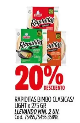 Supermercados Yaguar Rapiditas bimbo clasicas/ light oferta