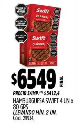 Supermercados Yaguar Swift hamburguesa clásica oferta
