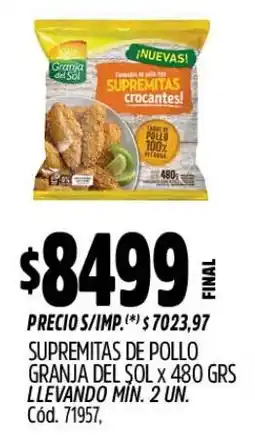 Supermercados Yaguar Granja del sol supremitas de pollo oferta