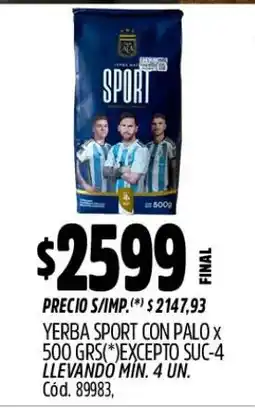Supermercados Yaguar Sport con palo yerba oferta