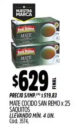Supermercados Yaguar San remo mate cocido oferta