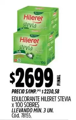 Supermercados Yaguar Hileret stevia edulcorante oferta
