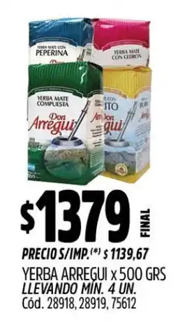 Supermercados Yaguar Arregui yerba oferta