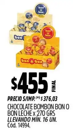 Supermercados Yaguar Bon o bon chocolate bombon leche oferta