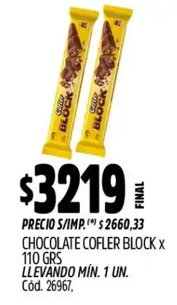 Supermercados Yaguar Cofler chocolate block oferta