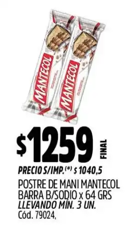 Supermercados Yaguar Mantecol postre de mani barra b/sodio oferta