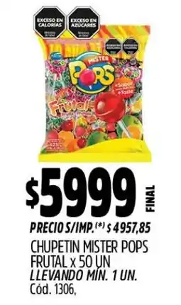 Supermercados Yaguar Pops chupetin mister frutal oferta