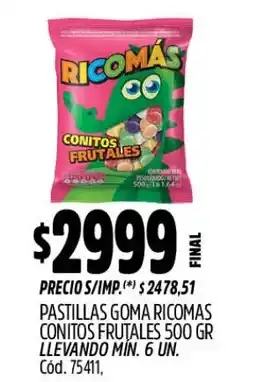 Supermercados Yaguar Ricomas pastillas goma conitos frutales oferta
