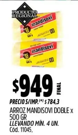 Supermercados Yaguar Mandisovi arroz doble oferta