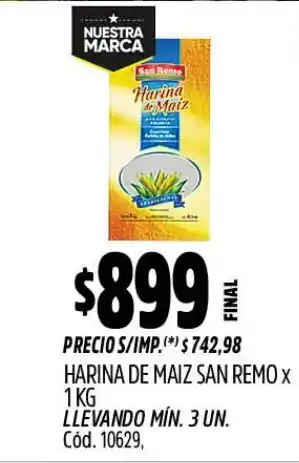 Supermercados Yaguar San remo harina de maiz oferta