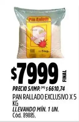 Supermercados Yaguar Pan rallado exclusivo oferta