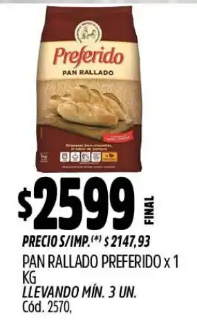 Supermercados Yaguar Preferido pan rallado oferta
