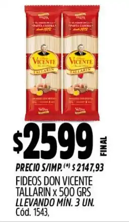 Supermercados Yaguar Don vicente fideos tallarin oferta