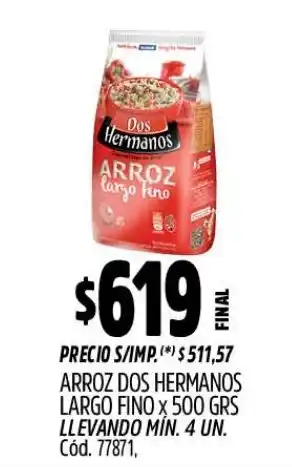 Supermercados Yaguar Dos hermanos arroz largo fino oferta