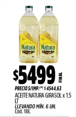 Supermercados Yaguar Natura aceite girasol oferta