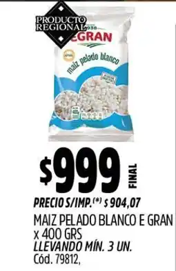 Supermercados Yaguar Egran maiz pelado blanco oferta